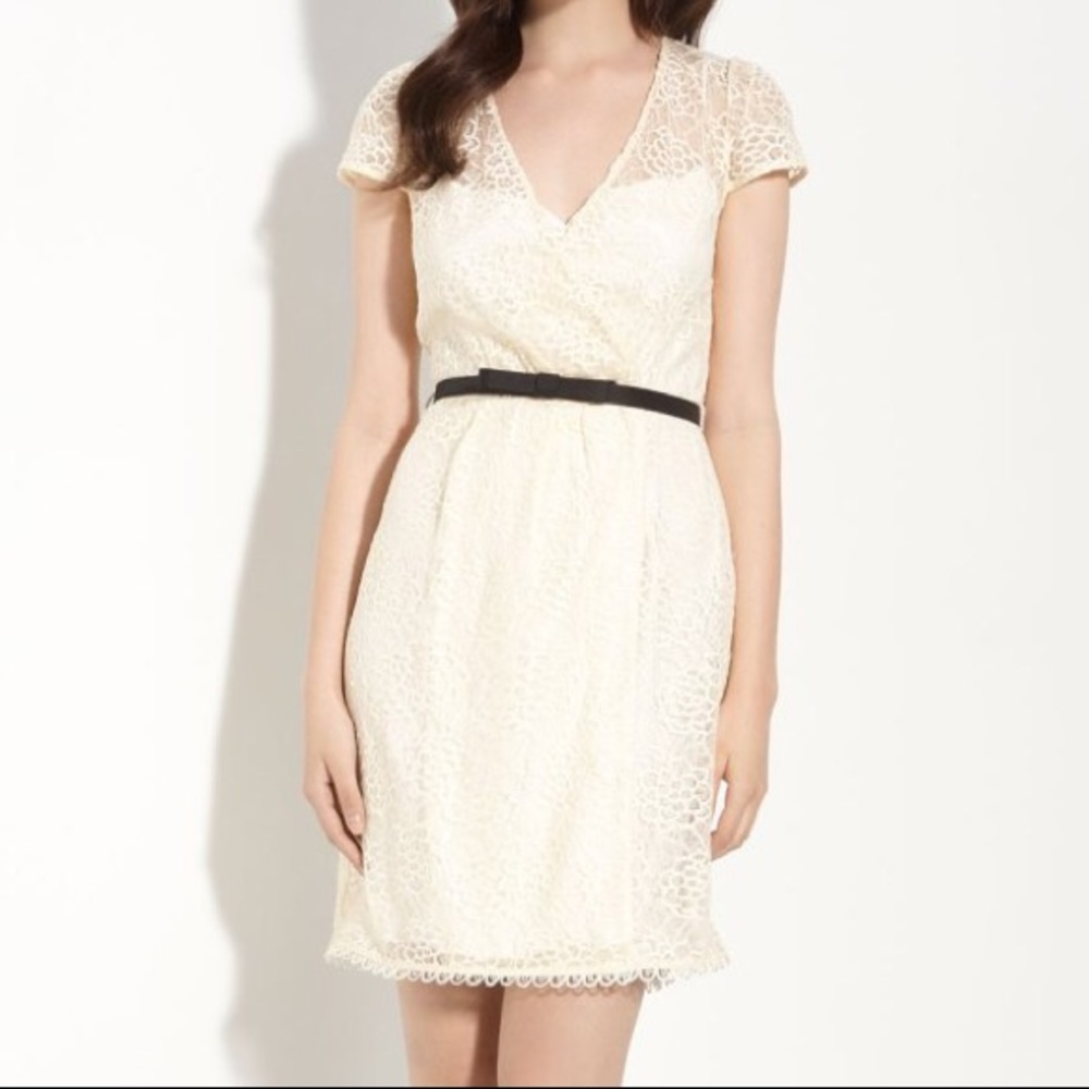 Emilie Floral Lace Faux Wrap Dress